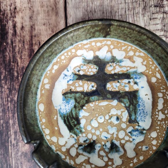 VTG Ashtray by Lapid Pottery Israel Abstract Hand Painted Ash Tray Bowl #424 MCM - Picture 4 of 9